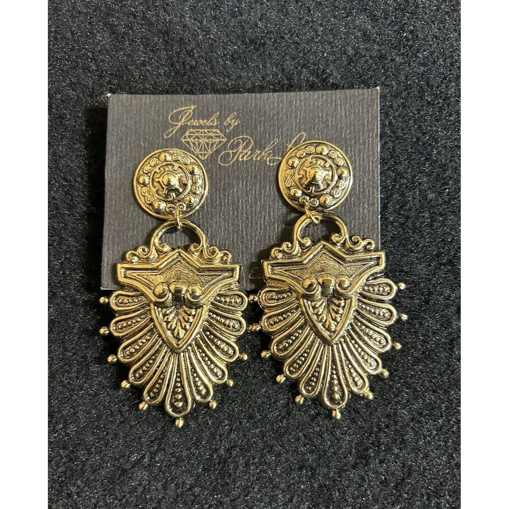 Vintage Park Lane Gold Tone Dangle Statement Pierced Earrings J193